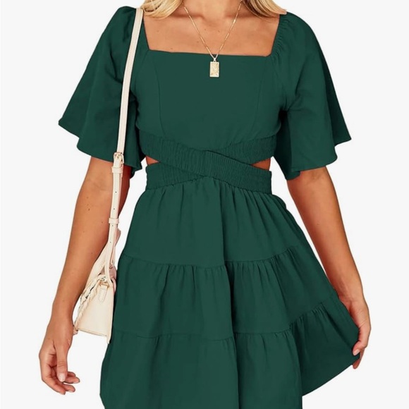 Teal green flirty flowing  summer Dress - Picture 1 of 4